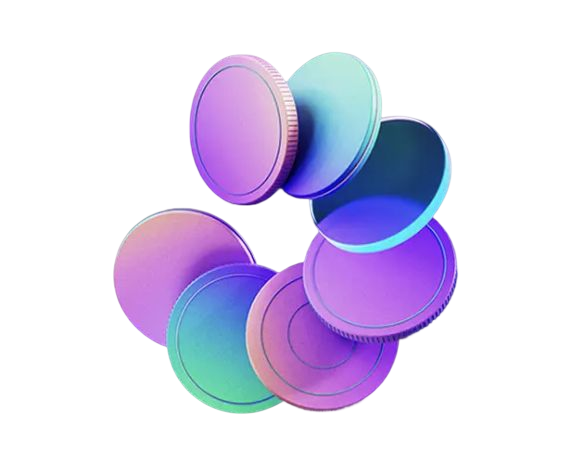 Colorful macaron-shaped coins falling