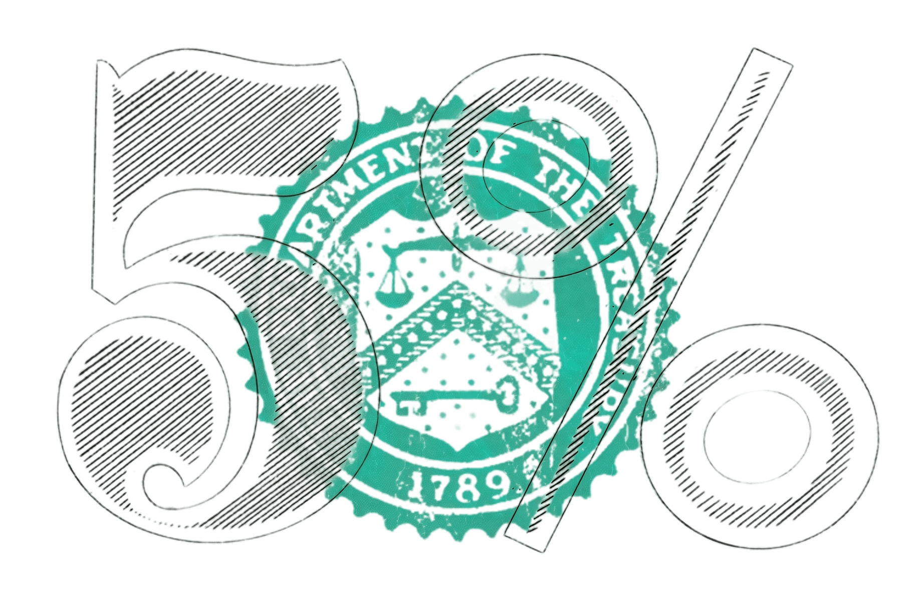 Illustration of a government treasury seal with coins