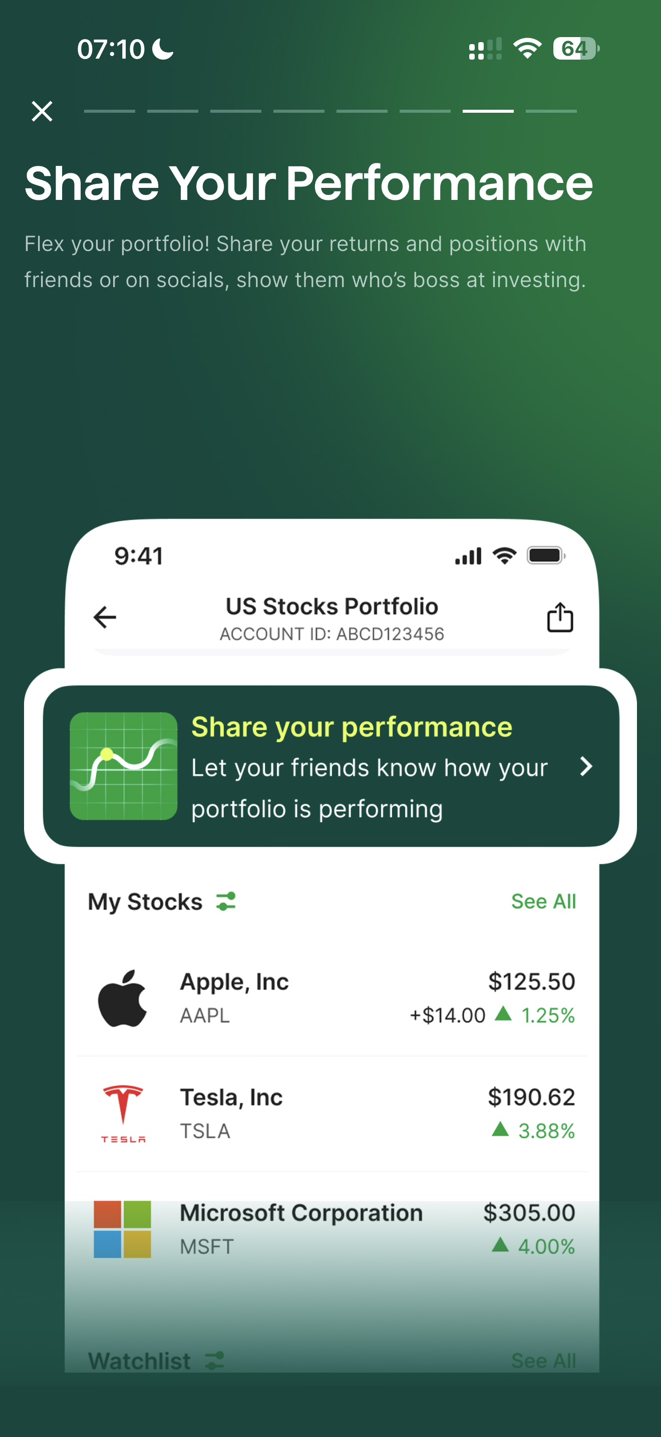 Bamboo app portfolio tracking screen